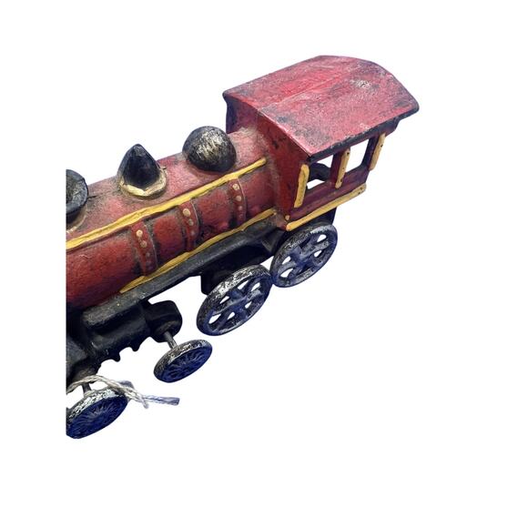 Vintage Cast Iron Locomotive Train Red Black Paint Antique Toy Train Engine - Picture 13 of 13